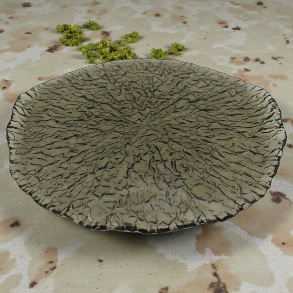 Hand‑Crafted Japanese Smoke Glass Textured Charger Plate Decorative Round Platte - Picture 1 of 11